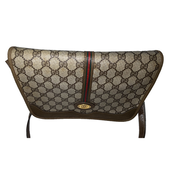 Gucci Vintage Brown GG Web Ophidia Supreme Classic Flap Crossbody Shoulder Bag - Picture 5 of 16
